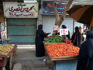 A local's market in Cairo, as seen from our tour bus.