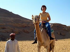 Mom Klocke and camel posing for a photo!