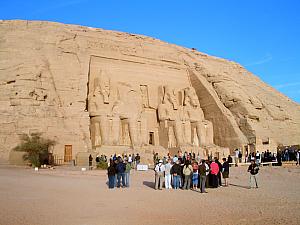 Abu Simbel, with two temples carved into the mountain - one for Pharoah Ramesses II (Ramesses the Great) and his favorite wife, Nefertari (he had about 200 wives and concubines)