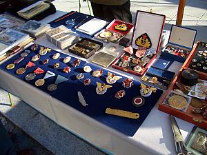 On Sunday morning, we took one final stroll around town because it was nice and sunny. Along the way, we stumbled upon an interesting flea market. Some communist-era pins are on display here.