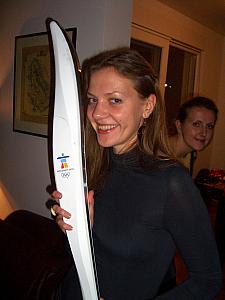 Milda with the 2010 Winter Olympics torch.