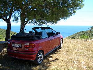 Our rental car, overlooking Stiniva Bay. This was a Fiat Punto circa early 90s.