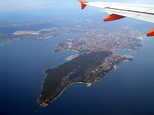 Bye, bye Split :(. The big green peninsula is Marjan Hill
