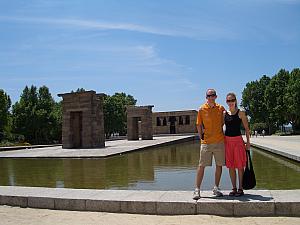 In the West Park is the Temple of Debod -- an Egyptian Temple from Aswan, Egypt that was given to Spain in 1968 in exchange of Spain's assistance in moving larger monuments (Abu Simbel) that needed to be moved when the Nile Dam was built. Egypt had a cash shortage, but not a monument shortage :)