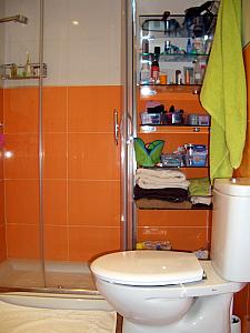 Our bathroom, with a nice stand-up shower with amazingly strong water pressure.