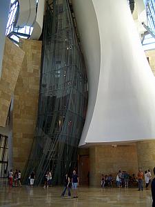 Inside the main lobby of Bilbao Guggenheim museum