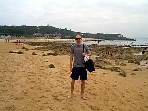 Walking along the beach at Santander.