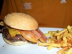 Yummy bacon cheeseburger at the Burger Bar!