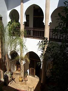View of the courtyard from the second floor landing.