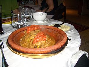 Kelly's meal - Chicken tajine with carmelized pumpkin. At first glance, she was terrified, but she absolutely loved it. Claims it is the best chicken dish she has ever eaten. I ate some also, it was excellent.