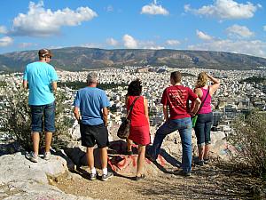 Everyone looking at the expanse that is Athens.