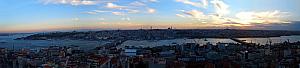 Panoramic atop the Galata Tower in Istanbul.
