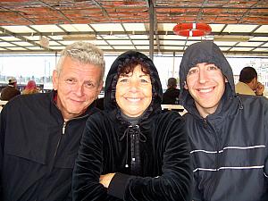 Going on a boat ride -- Dad, Mom, Jay. Yes, it was cold! I was the first to wimp out and went inside in the lower deck after about 15 minutes.