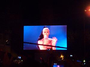 Katy Perry as seen from the giant screens.