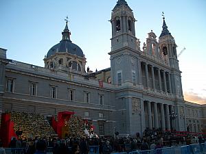 Almudena Cathedral - today was a holiday celebrating Saint Almudena, the patron saint of Madrid. Lots of Madrilenos making floral offerings and visiting the cathedral
