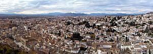 Panoramic view of Granada from Alhambra.
