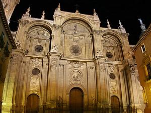 Granada cathedral by night - photo credit to Panoramia user Jose Raya 
