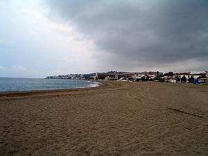 Stopping in the coastal Mijas town, walking out onto the beach.