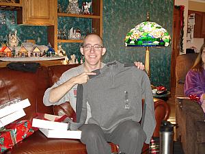Jay opening a sweater!