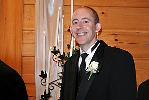 Jay smiling during the wedding