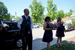 Groomsmen and bridesmaids standing guard