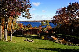 This is the view from our balcony at Country House Resort. We were lucky enough to be in Door County for the peak weekend of beautiful Fall colors.