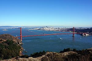 Golden Gate Bridge as seen from Hawk Hill, the apex of the Golden Gate National Recreation Area