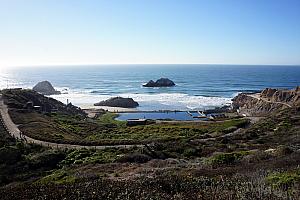 We were thrilled to discover Land's End Park and the Sutro Bath remains. We hiked our way down the hill to make it to the beach.