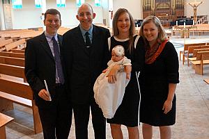 The baptismal family (is that the correct terminology?) Godfather Kevin and Godmother Jenny with Mom Dad and Capri