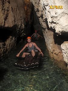 Paddle-boating through the cenote