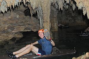Paddle-boating through the cenote