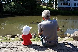 Capri and her Grandpa watching the ducks