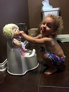 Potty training the, erm, doll. Still working on the live human...