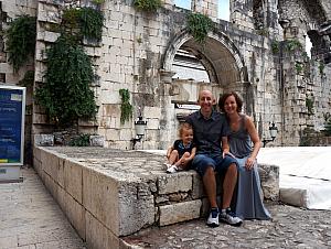 Family photo outside Dalmatian Palace's east gate