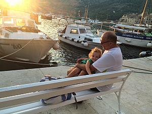 Papa and Capri watching the sunset