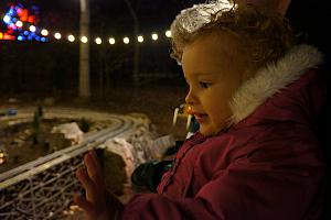 North Carolina Arboretum Winter Lights - Capri enjoying the toy trains