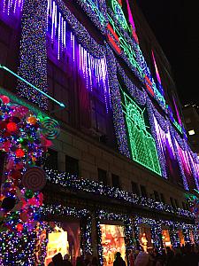 NYC - great Christmas lights + music show on the building facade.