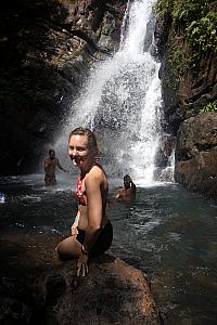 And Kelly was adventurous and got in the pool at the bottom of the waterfall!