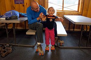 Capri gave us quite the reaction when standing up on her skates the first time.